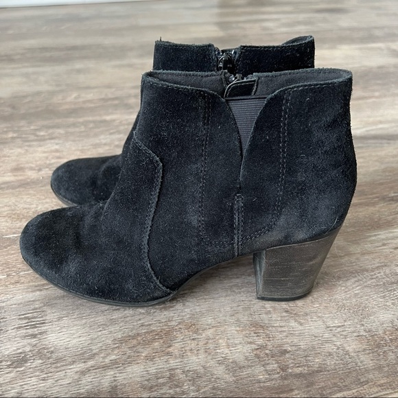 Clarks Block Heel Suede Ankle Boots - Black - Picture 1 of 8